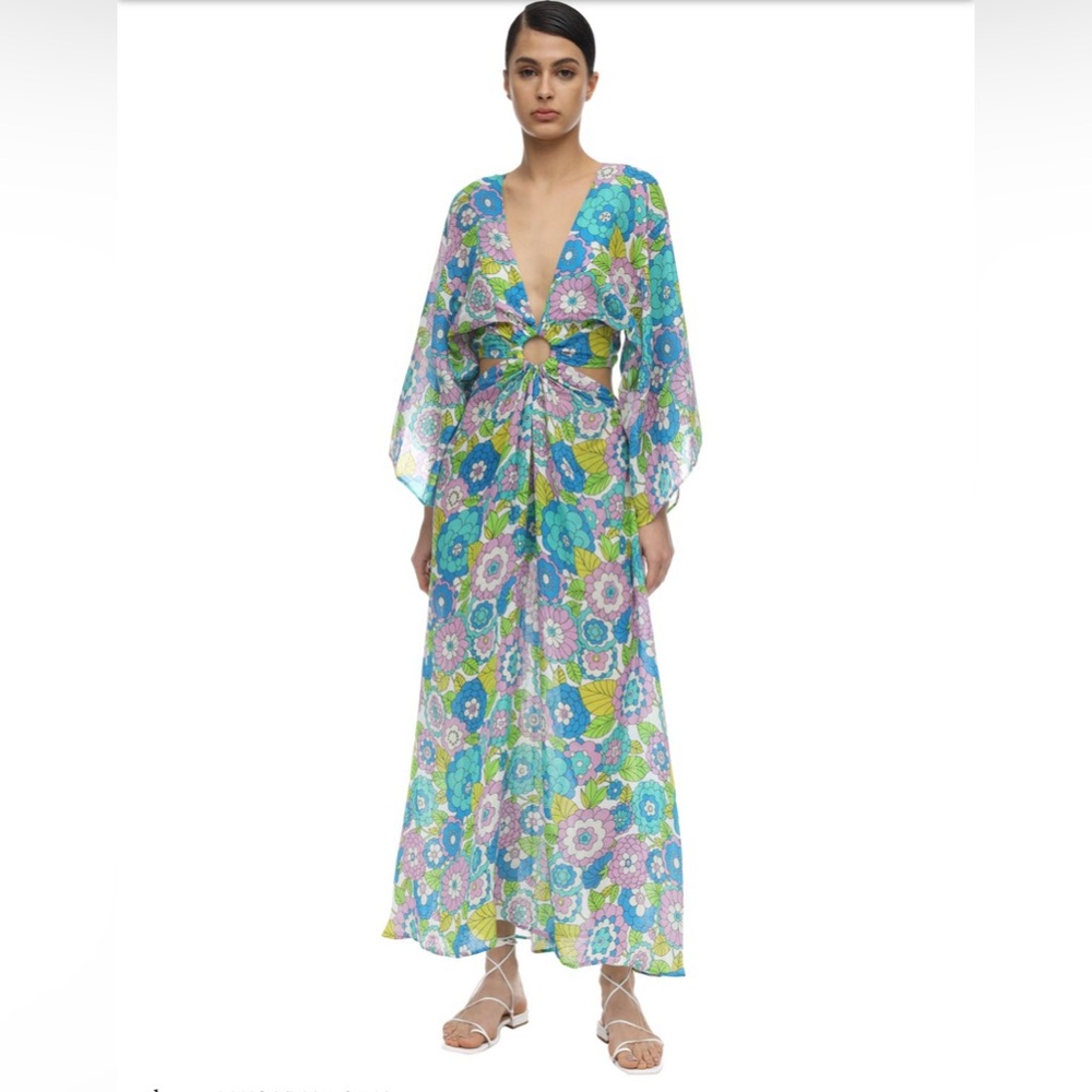 Dodo Bar Or Shelly Cutout Floral-Print Cotton Voile Maxi Dress